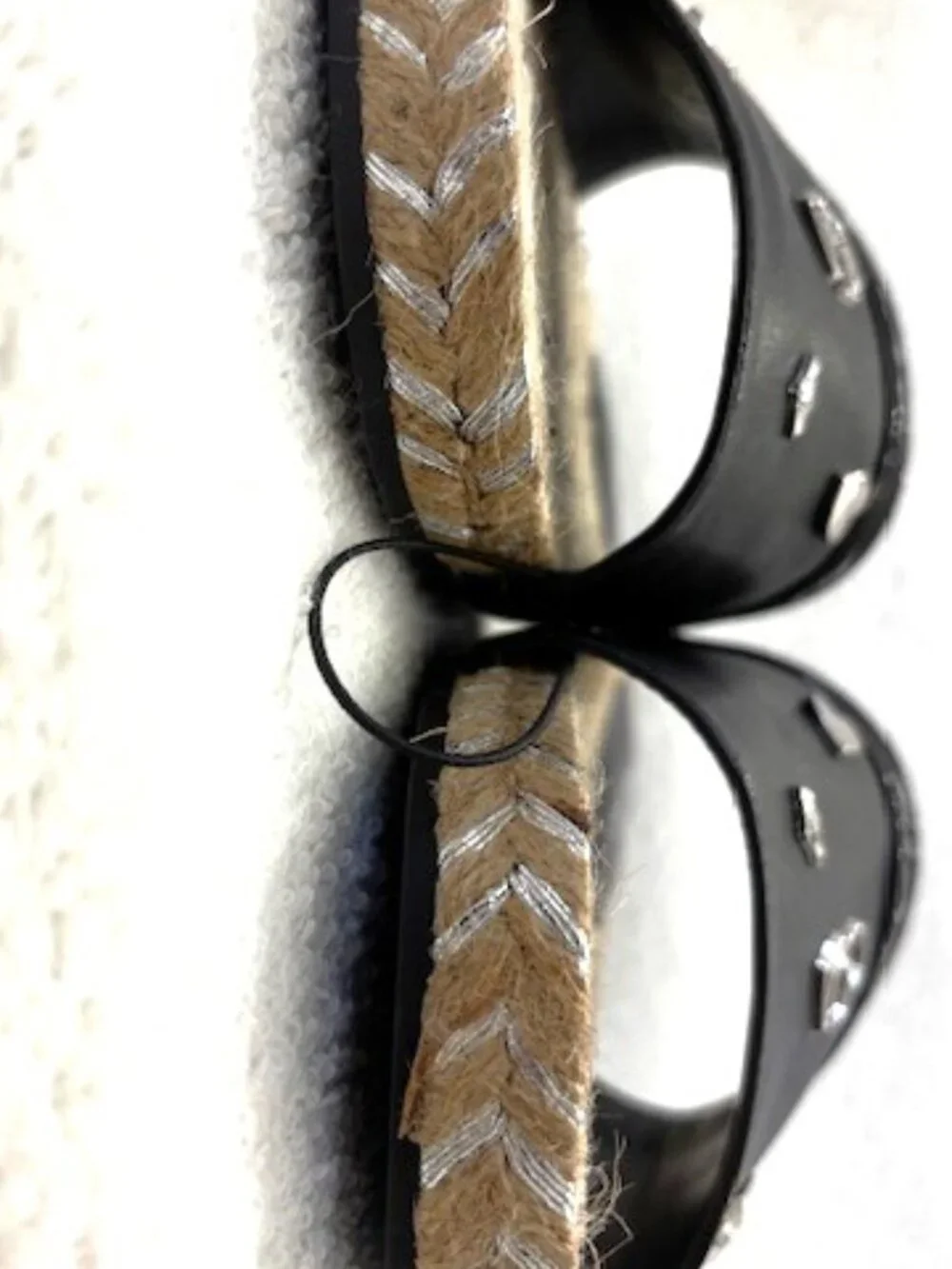 Karl Lagerfeld Paris Tulia black logo embellished slides with jute trim Size 8